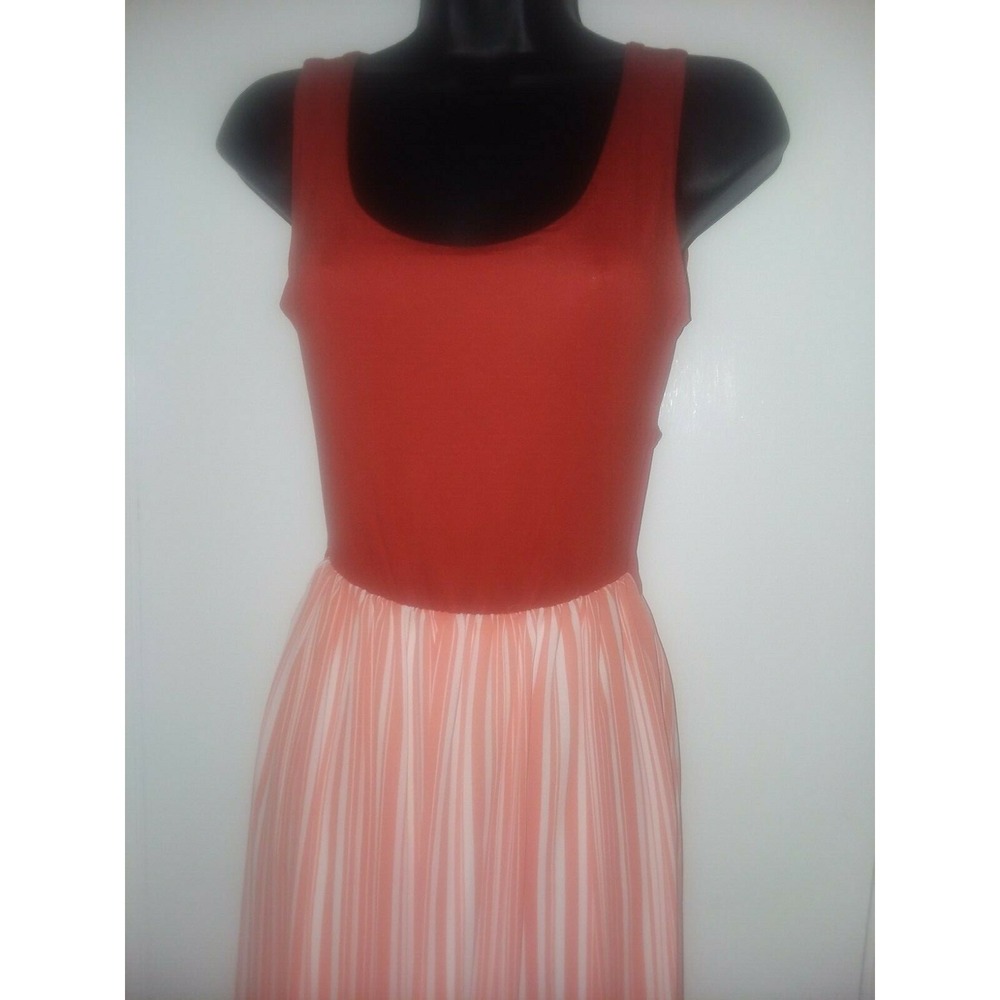 Women's Orange & White Striped Long Maxi Dress with criss-cross back Sizes S-M-L - Picture 2 of 12